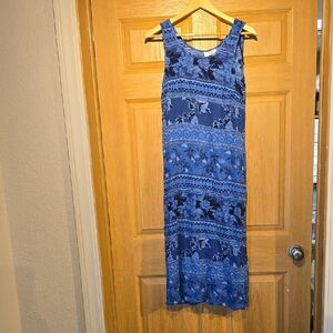 R. J. Collection Women’s Blue Floral Tank Maxi Dress - Lightweight Summer Style